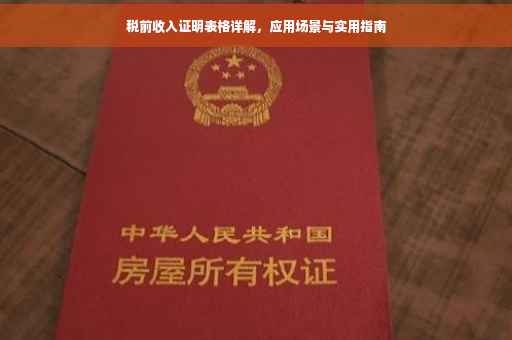 税前收入证明表格详解，应用场景与实用指南