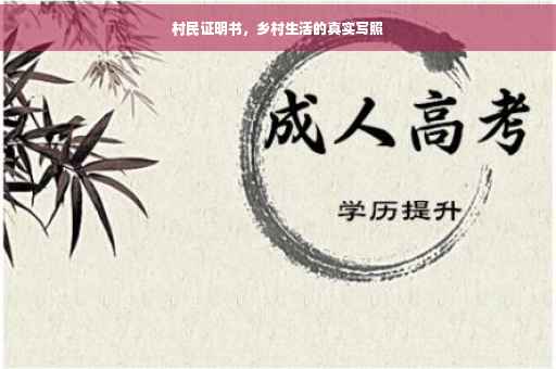 村民证明书，乡村生活的真实写照