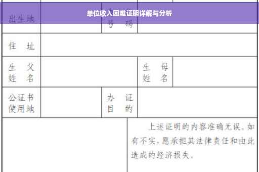 单位收入困难证明详解与分析