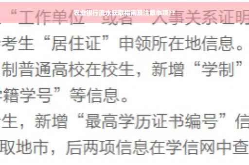 农业银行流水获取指南及注意事项??