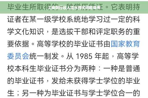 工商银行收入流水格式详解指南