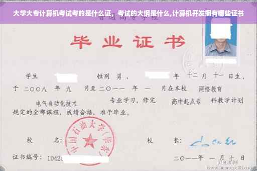 大学大专计算机考试考的是什么证，考试的大纲是什么,计算机开发拥有哪些证书
