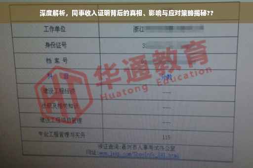 深度解析，同事收入证明背后的真相、影响与应对策略揭秘??