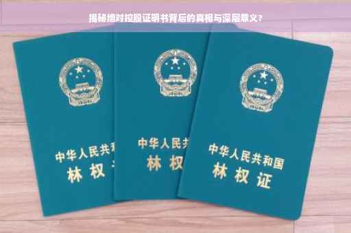 揭秘绝对控股证明书背后的真相与深层意义?