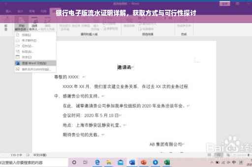 银行电子版流水证明详解，获取方式与可行性探讨