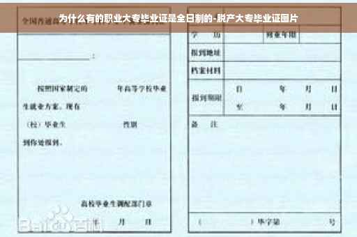 为什么有的职业大专毕业证是全日制的-脱产大专毕业证图片