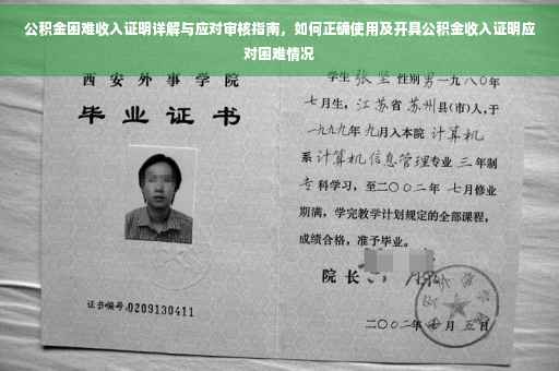 公积金困难收入证明详解与应对审核指南，如何正确使用及开具公积金收入证明应对困难情况
