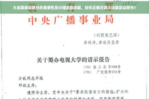 大连国籍证明书的重要性及办理流程详解，如何正确开具大连国籍证明书？