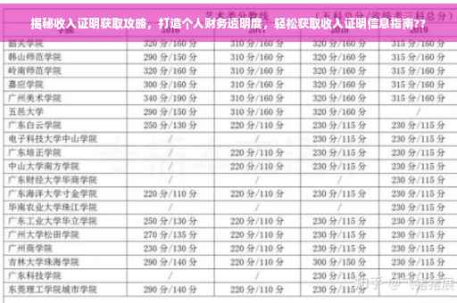 揭秘收入证明获取攻略，打造个人财务透明度，轻松获取收入证明信息指南??
