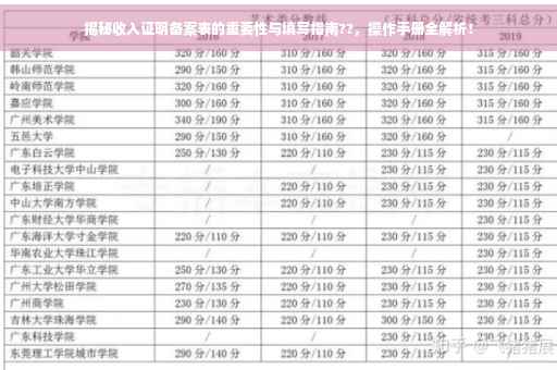 揭秘收入证明备案表的重要性与填写指南??,操作手册全解析! 揭秘收入证明备案表的重要性与填写指南??,操作手册全解析!