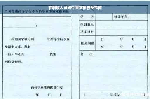 在职收入证明中英文模板及指南