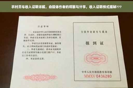 农村开车收入证明详解，自媒体作者的观察与分享，收入证明格式揭秘???
