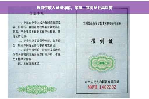 投资性收入证明详解，策略、实例及开具指南