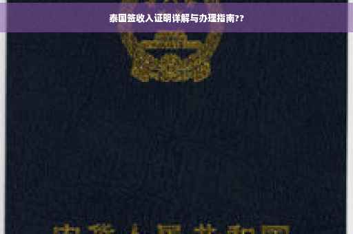 泰国签收入证明详解与办理指南??