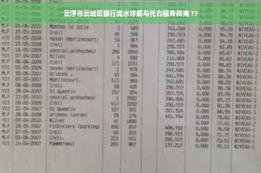云浮市云城区银行流水详解与代办服务指南 ??