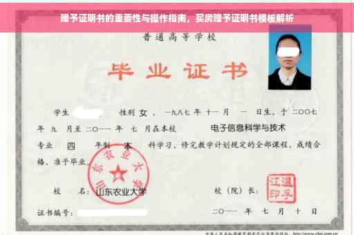 赠予证明书的重要性与操作指南，买房赠予证明书模板解析