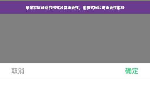 单亲家庭证明书格式及其重要性，附格式图片与重要性解析