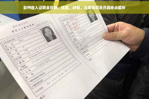 彭州收入证明全攻略，流程、材料、注意事项及开具地点解析