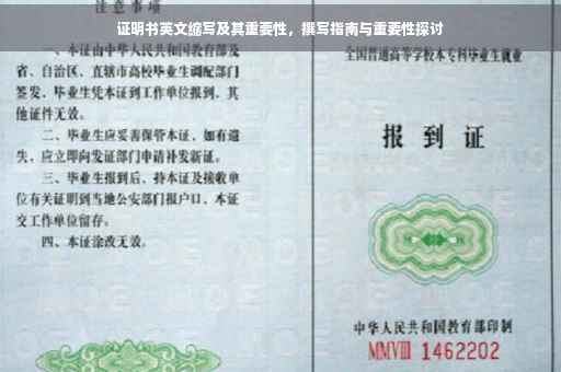 证明书英文缩写及其重要性，撰写指南与重要性探讨