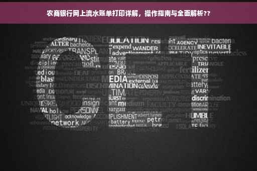 农商银行网上流水账单打印详解，操作指南与全面解析??