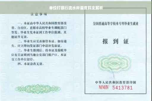 单位打银行流水所需资料全解析