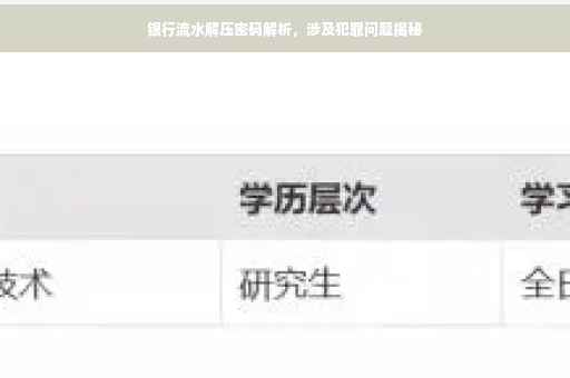 银行流水解压密码解析，涉及犯罪问题揭秘