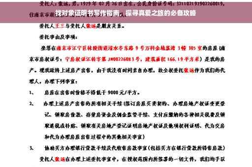 找对象证明书写作指南，探寻真爱之旅的必备攻略