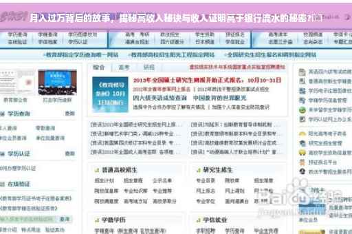 月入过万背后的故事，揭秘高收入秘诀与收入证明高于银行流水的秘密?⚡️