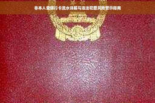 非本人查银行卡流水详解与违法犯罪风险警示指南