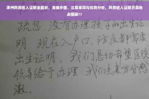 涿州购房收入证明全解析，准备步骤、注意事项与优势分析，购房收入证明开具地点揭秘??