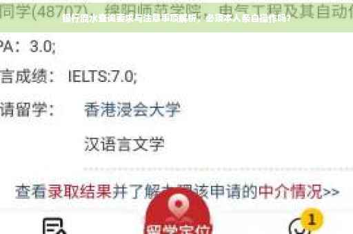 银行流水查询要求与注意事项解析，必须本人亲自操作吗？