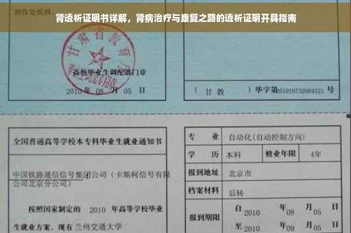 肾透析证明书详解，肾病治疗与康复之路的透析证明开具指南