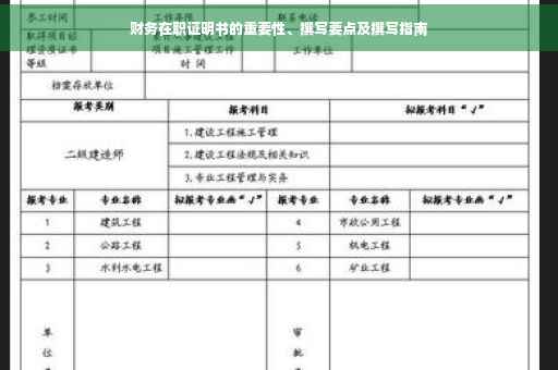财务在职证明书的重要性、撰写要点及撰写指南