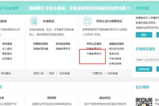 揭秘银行卡流水密码，交易密码背后的秘密及位数详解??