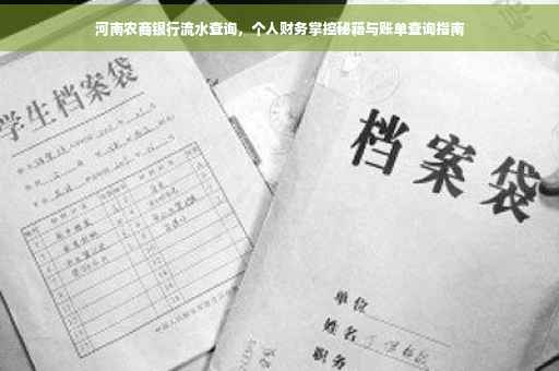 河南农商银行流水查询，个人财务掌控秘籍与账单查询指南