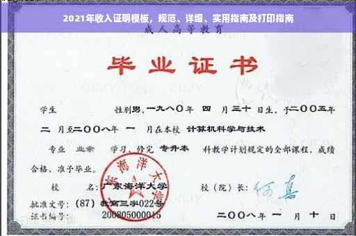 2021年收入证明模板，规范、详细、实用指南及打印指南