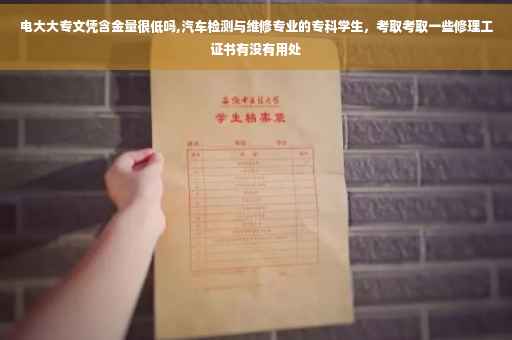 电大大专文凭含金量很低吗,汽车检测与维修专业的专科学生，考取考取一些修理工证书有没有用处