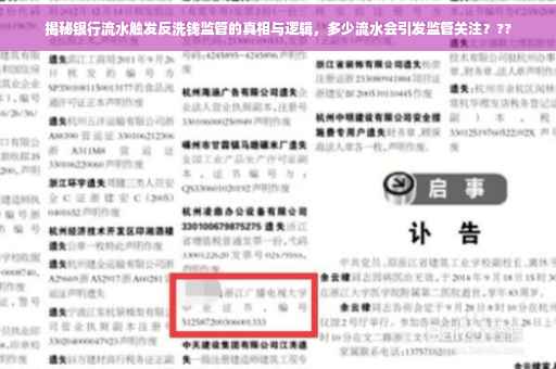 揭秘银行流水触发反洗钱监管的真相与逻辑，多少流水会引发监管关注？??
