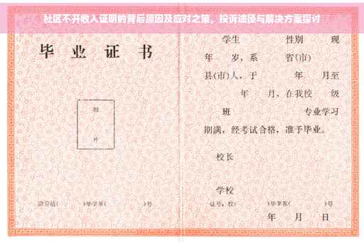 社区不开收入证明的背后原因及应对之策，投诉途径与解决方案探讨