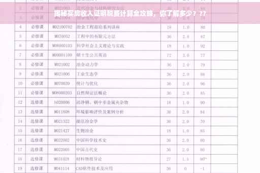 揭秘买房收入证明税费计算全攻略，你了解多少？??