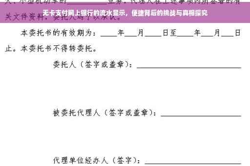 无卡支付网上银行的流水显示，便捷背后的挑战与真相探究