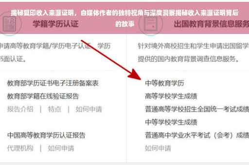揭秘复印收入来源证明，自媒体作者的独特视角与深度洞察揭秘收入来源证明背后的故事