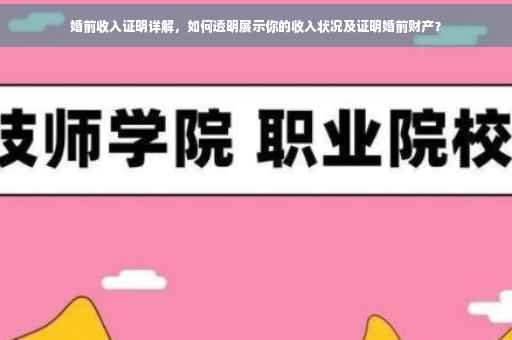 婚前收入证明详解，如何透明展示你的收入状况及证明婚前财产？