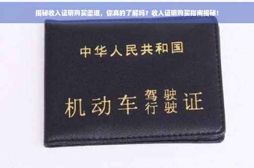 揭秘收入证明购买渠道，你真的了解吗？收入证明购买指南揭秘！
