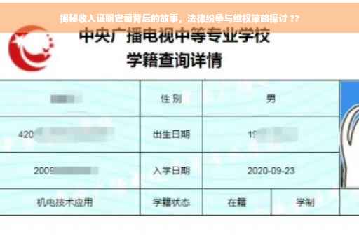揭秘收入证明官司背后的故事，法律纷争与维权策略探讨 ??
