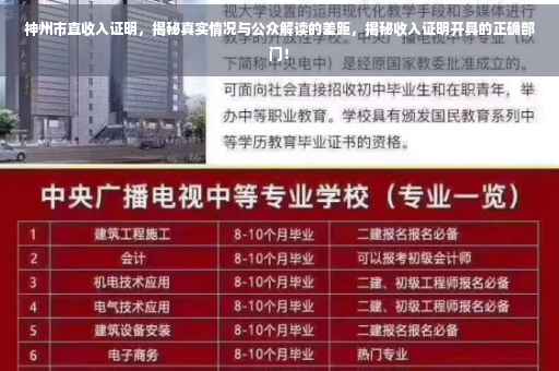 神州市直收入证明，揭秘真实情况与公众解读的差距，揭秘收入证明开具的正确部门！