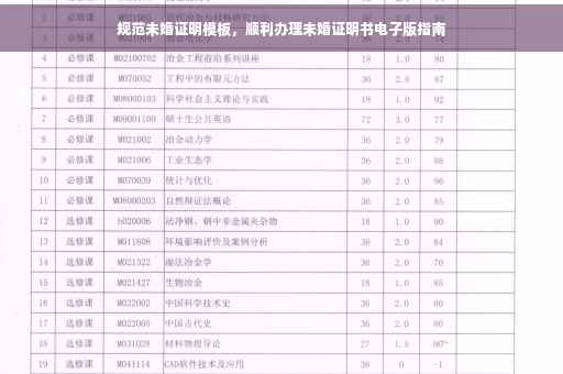 规范未婚证明模板，顺利办理未婚证明书电子版指南