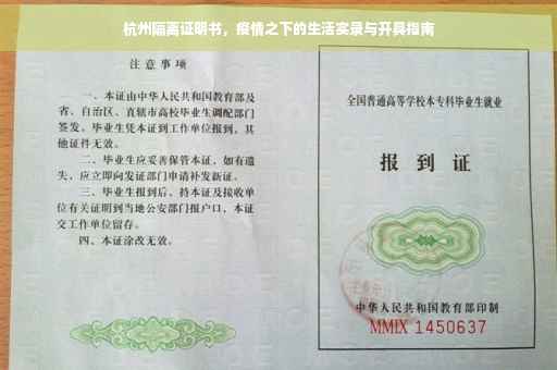 杭州隔离证明书，疫情之下的生活实录与开具指南