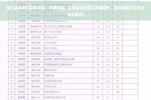 银行流水单打印全攻略，步骤详解、注意事项及常见问题解答，轻松掌握打印流水单子技巧！