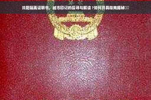 沈阳隔离证明书，城市印记的探寻与解读 ?如何开具指南揭秘⚡️
